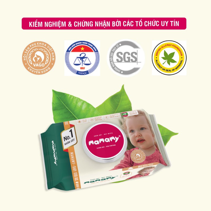 Combo 5 Gói Khăn Ướt Mamamy 100 Tờ/ Gói Có Nắp Không Mùi An Toàn Cho Bé