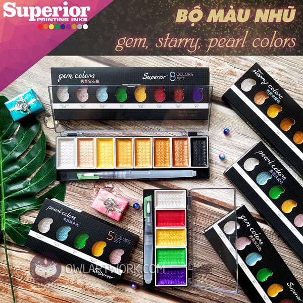 Màu Nước Nhũ Superior - Tặng Kèm Cọ Nước