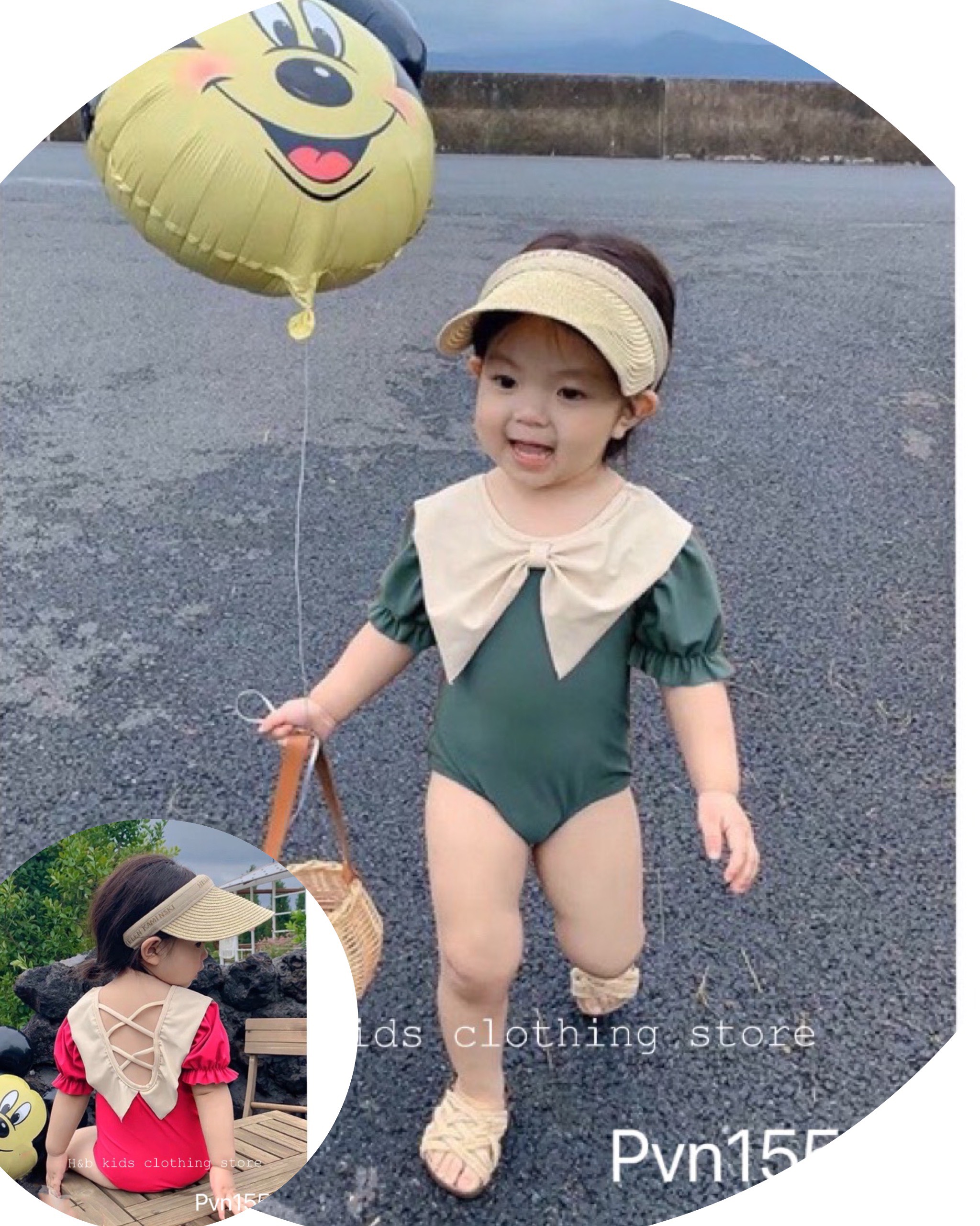 Đồ bơi bikini cho bé gái lưng đan dây