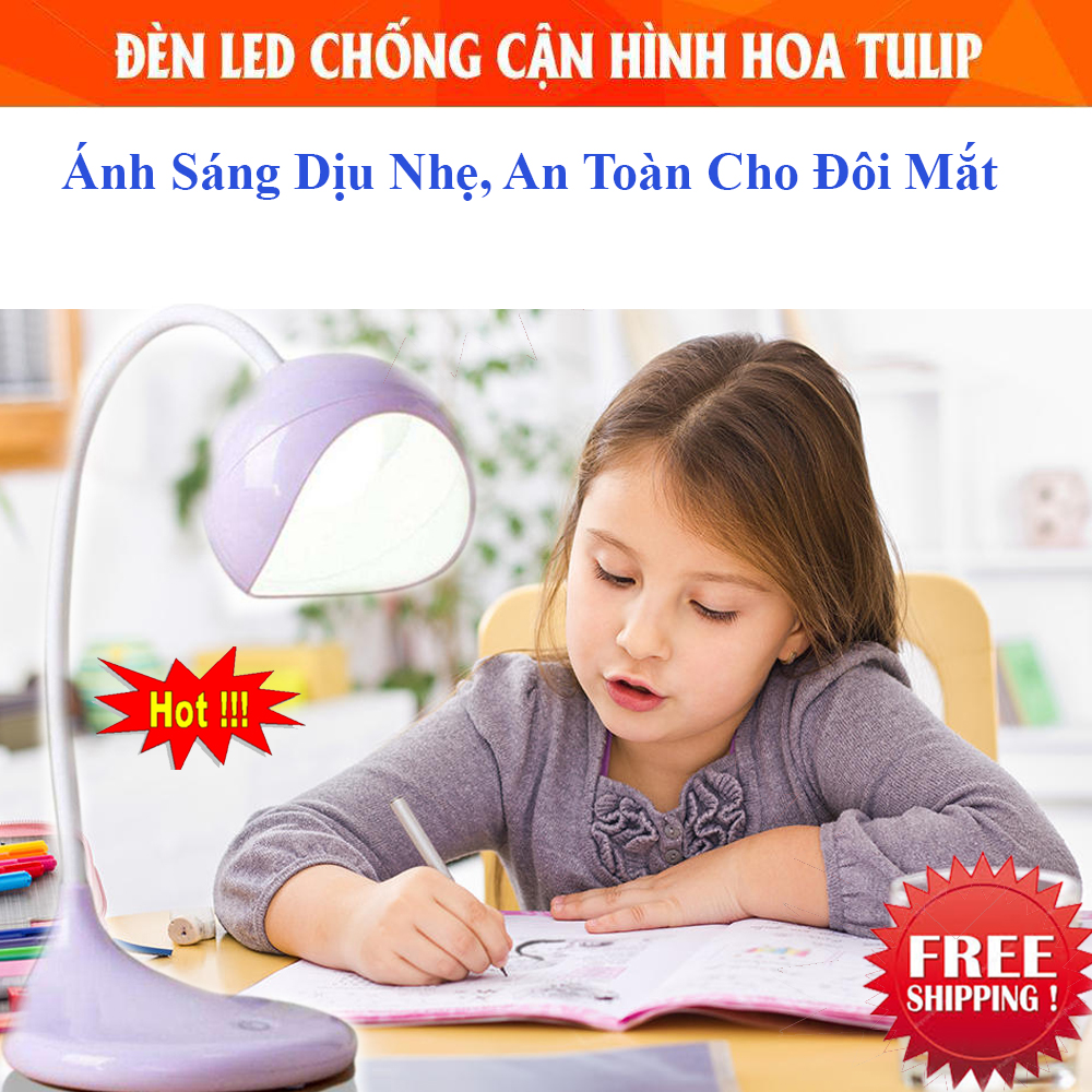 Đèn Học Chống Cận Cao Cấp Cho Bé, Đèn Led Chống Cận, Đèn Học Chống Cận Hình Hoa Tulip. Ánh Sáng Tự Nhiên, An Toàn Và Bảo Vệ Đôi Mắt, Không Phát Xạ Tia UV, Chống Cận Thị , Công Tắc Cảm Biến 3 Chế Độ Giúp Bạn Điều Chỉnh Độ Sáng Phù Hợp.