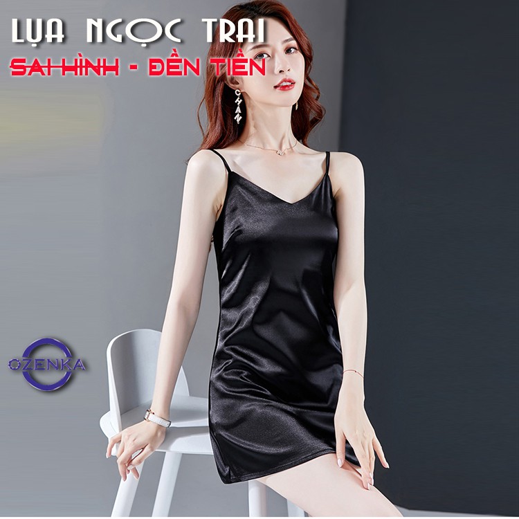 Váy Ngủ Lụa 2 Dây Cao Cấp Dễ Thương Gợi Cảm Ozenka , Đầm Ngủ Công Chúa Hai Dây Quyến Rũ Mát Lạnh Mặc Nhà