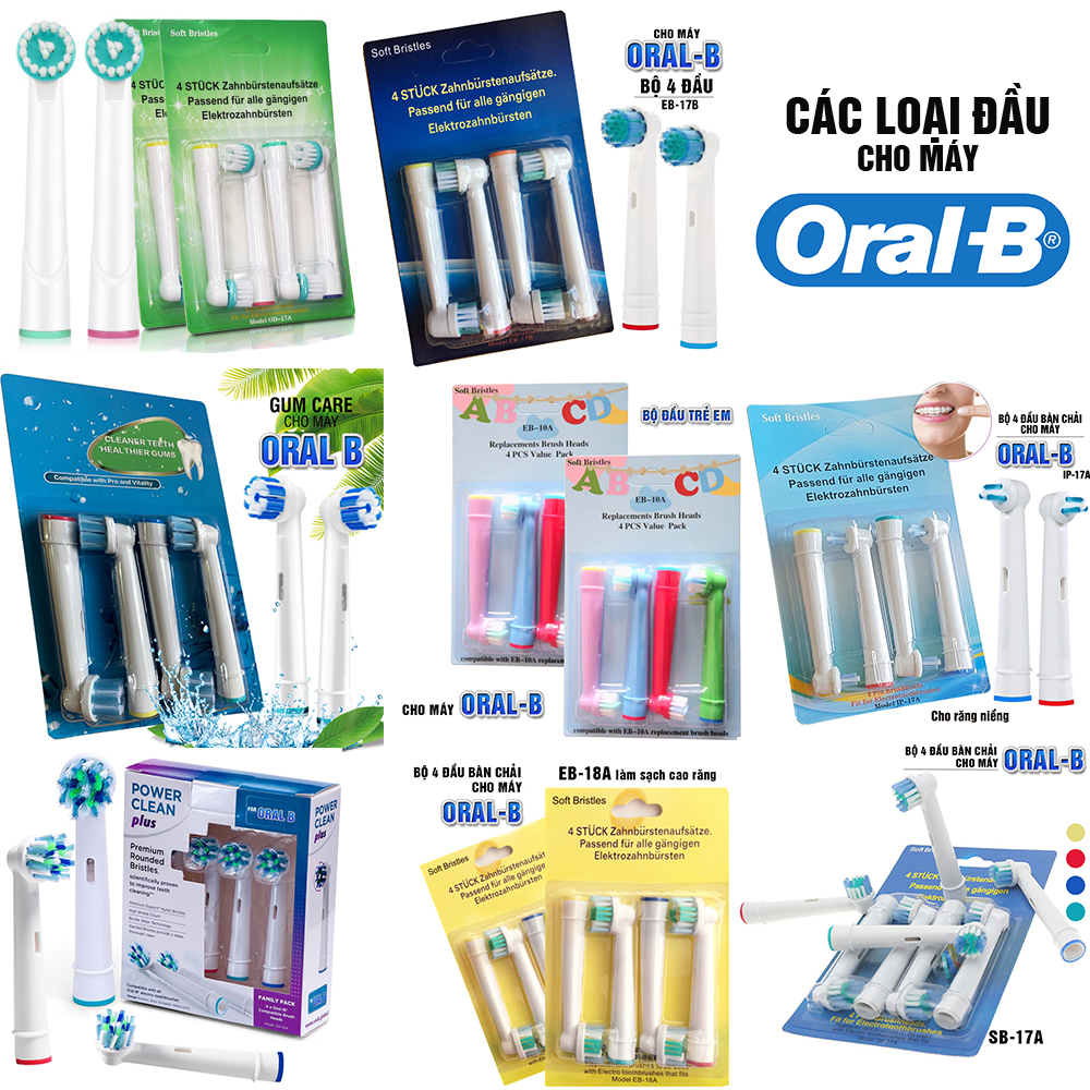 Set Bộ 4 Đầu Bàn Chải Đánh Răng Điện Đầu Thay Cho Máy Oral B Braun Lông Mềm  Minh House