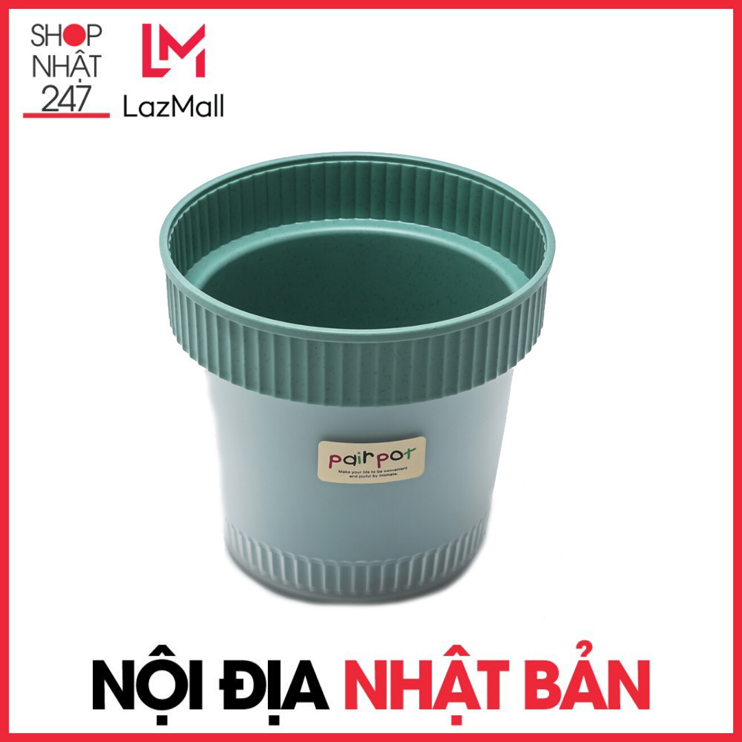 Chậu trồng cây 2 lớp màu xanh Inomata nội địa Nhật Bản