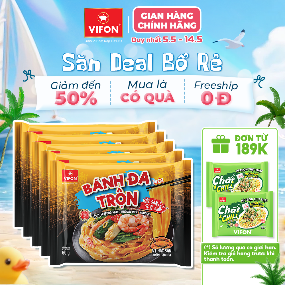 [VOUCHER 15%] Set 5/ Set 10 Gói Bánh Đa Trộn Hải Sản Cay 60Gr, Thơm Ngon, Đậm Vị Đặc Sản Hải Phòng