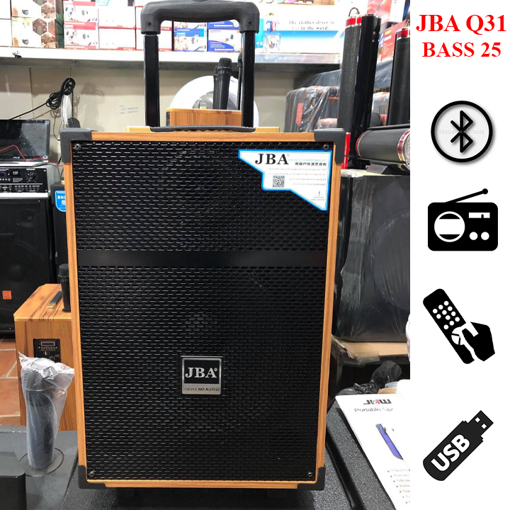 Loa kéo karaoke bluetooth JBA Q31 2,5 Tấc - Dùng Bình Ác Quy - BH 6 tháng ( Tặng Kèm Mic Không Dây )