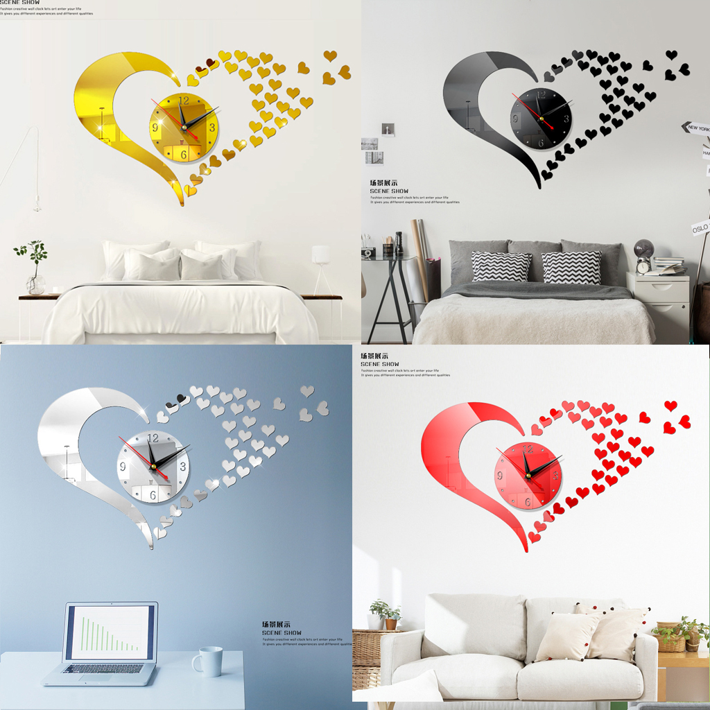 Đồng hồ treo tường 3D chất lượng cao DH05 trái tim lớn