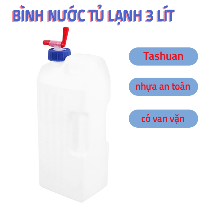 Bình nước để tủ lạnh có van 3 lít, bình đựng nước tủ lạnh gia đình, bình uống nước du lịch, dã ngoại có van vặn nước, bình nước 3 lít nhựa cao cấp an toàn