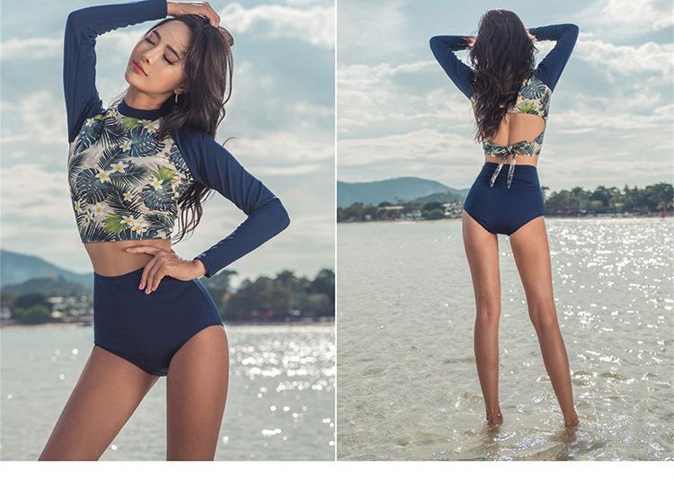 Bộ Đồ Bơi Đi Tắm Biển Set 2 Mảnh (Áo Hoa Dài Và Quần Lót) - DBG6 - Bộ Bơi