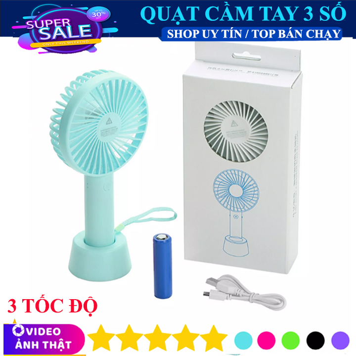 Quạt Mini cầm Tay Tích Điện 3 Chế Độ Gió | Tặng Kèm Pin, dây Cáp sạc và Chân đế [Hàng Chính Hãng] Quạt Sạc Tích Điện USB mini Fan Lowa
