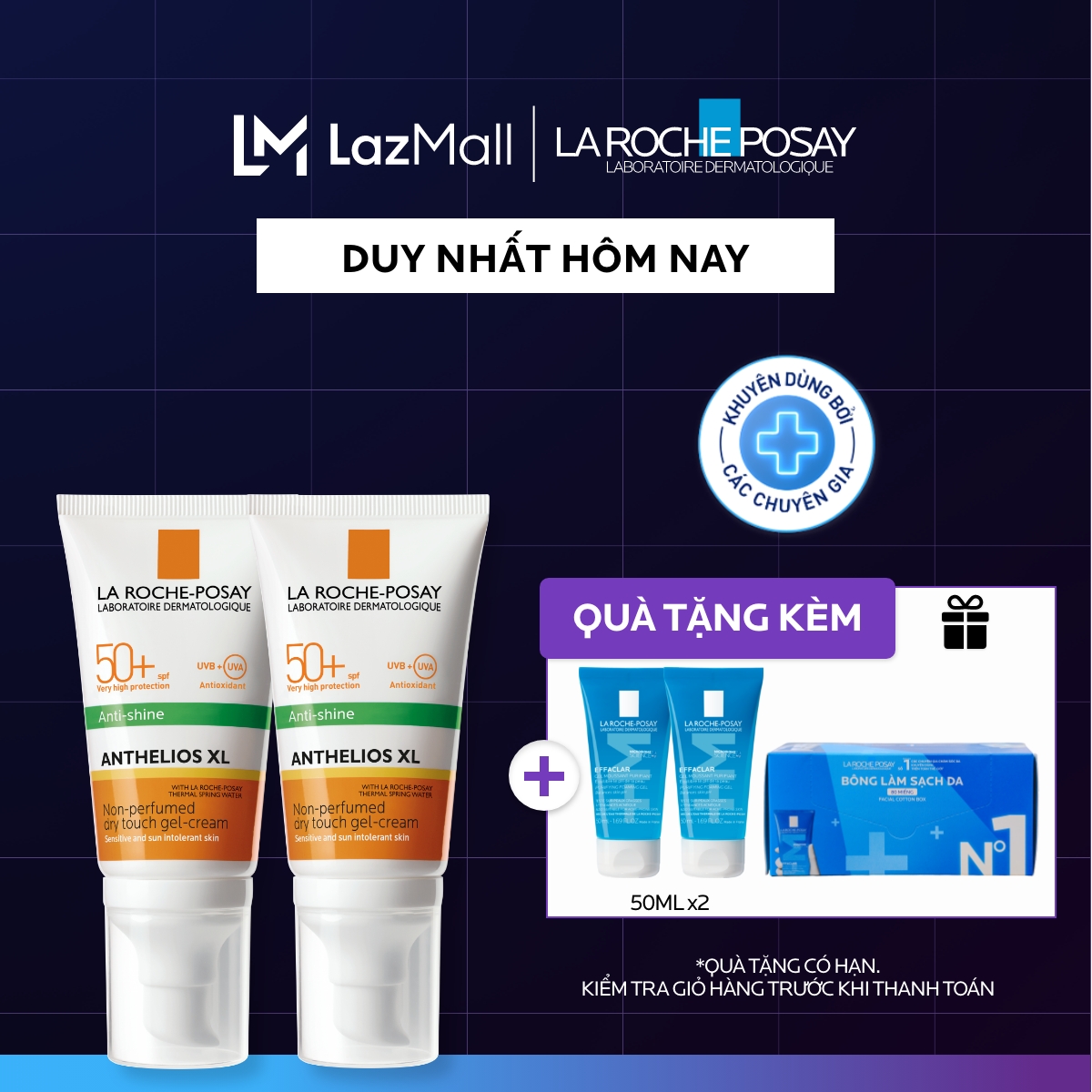 Bộ đôi kem chống nắng nâng tone cho da dầu La Roche-Posay Anthelios XL SPF50+ PA++++ 50ml