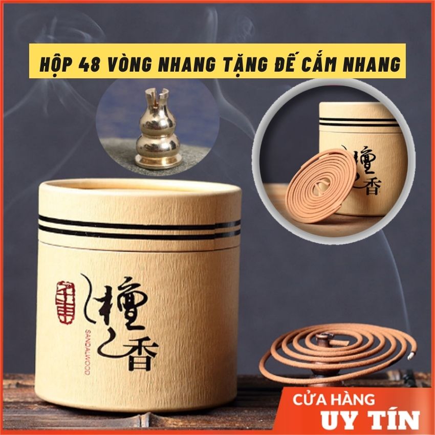 Hộp 48 khoanh Nhang trầm vòng hương thảo mộc thơm đặc biệt - Tặng Cắm nhang