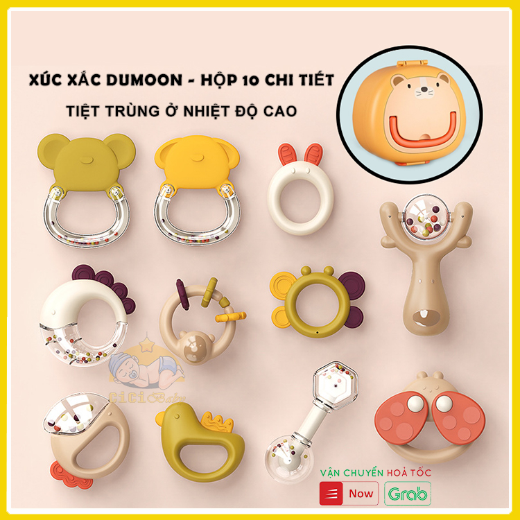 Xúc xắc gặm nướu cho bé Dumoon, Hộp 10 chi tiết có thể tiệt trùng ở nhiệt độ cao