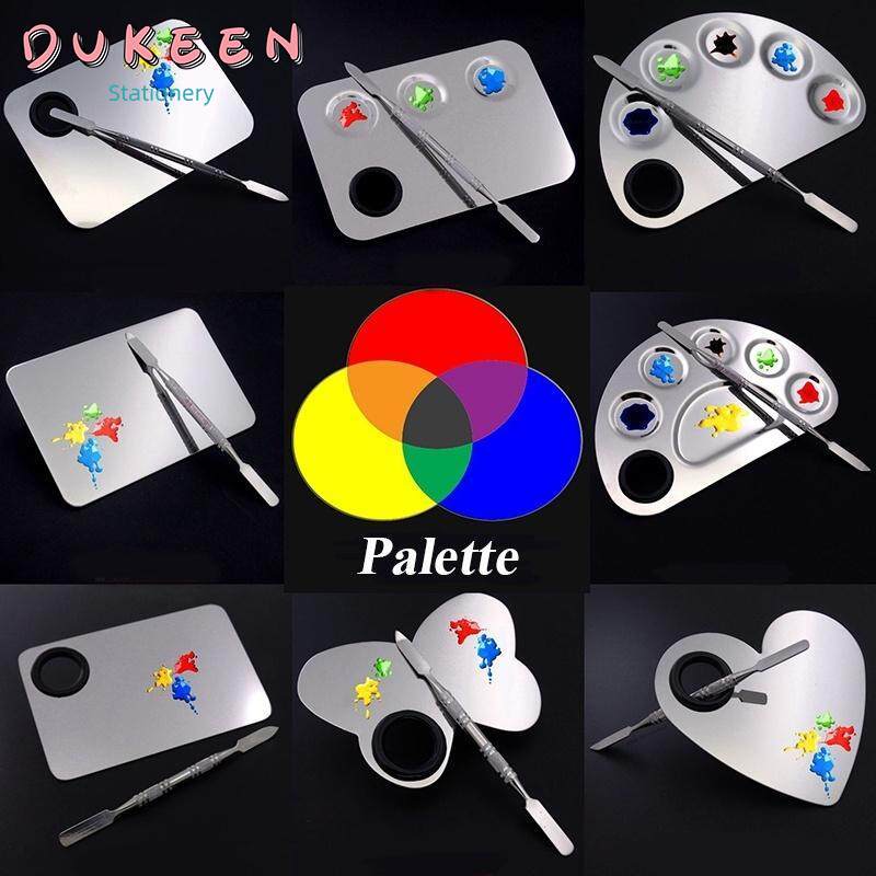 DUKEEN Khay Pha Màu Vẽ Bằng Thép Không Gỉ Cho Màu Nước Bảng Trang Điểm Acrylic Màu Nước Tranh Nghệ Thuật