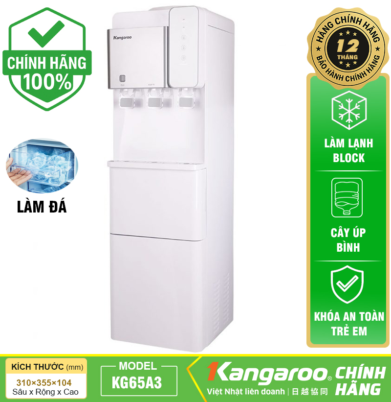 Kangaroo Kg65A3 Hot and Cold Water Dispenser, Ice Making Function, High-End Bottle Dispenser, Genuine 12-Month Warranty