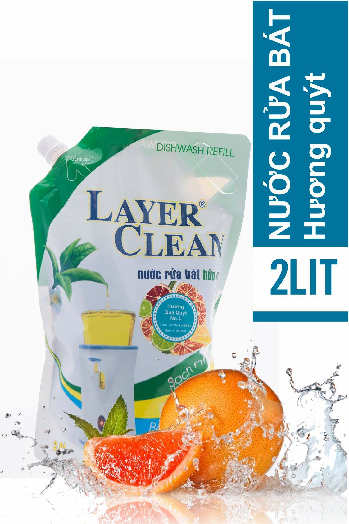 Nước rửa bát hữu cơ Layer Clearn 2L hương Quýt
