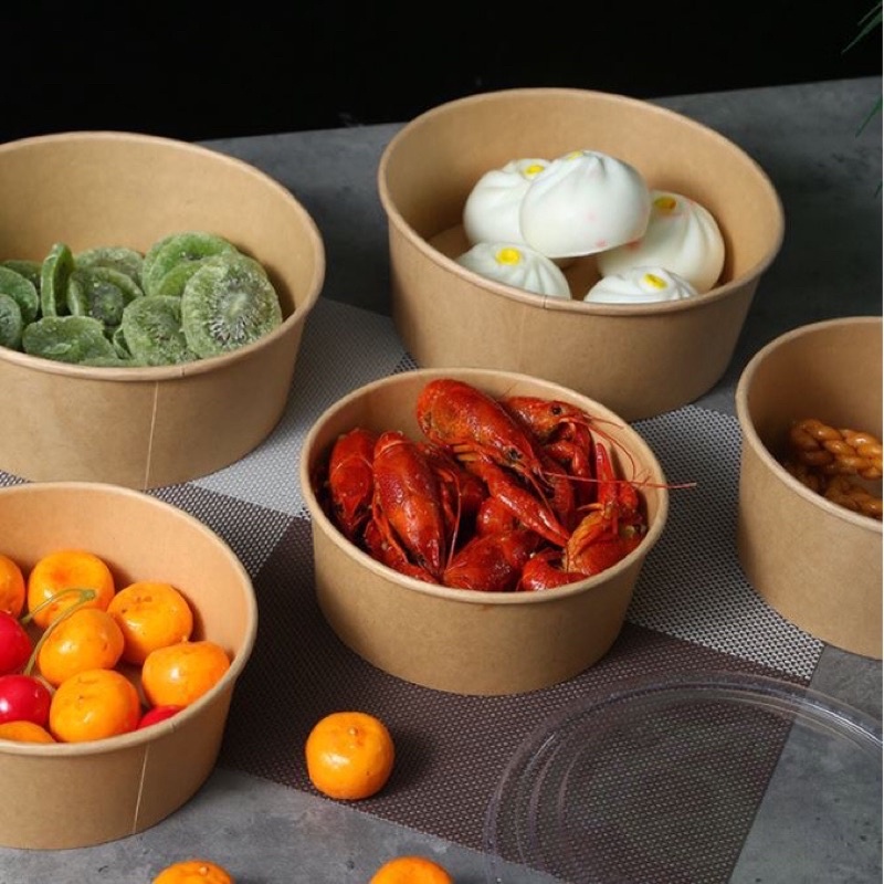 50 tô giấy, bát giấy kraft dầy dặn cứng cáp đựng đồ ăn đảm bảo vệ sinh thân thiện môi trường