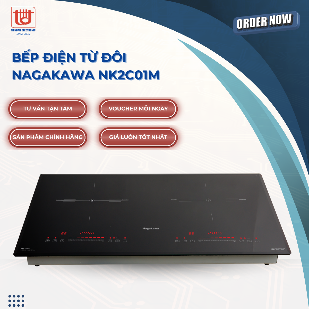 Nagakawa Bếp Điện Từ Đôi NK2C01M - Công suất 2400W
