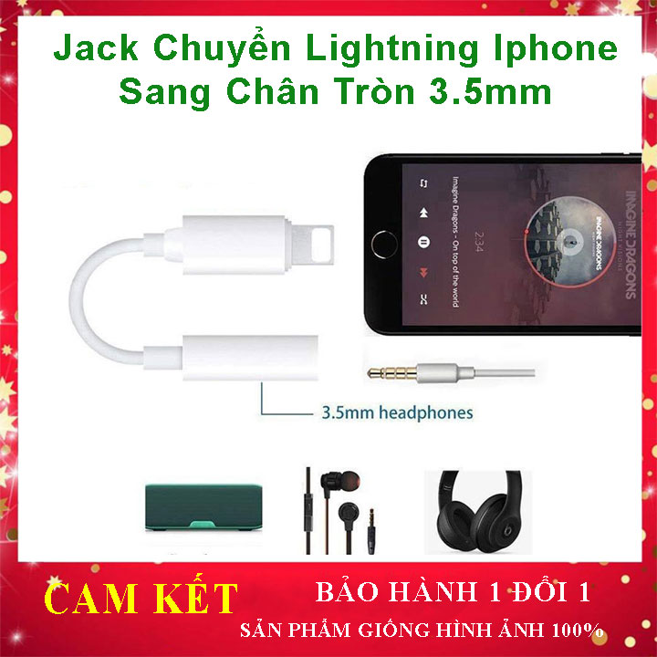 [Loại 1 Cổng] Cáp chuyển đổi chân Iphone sang tai nghe 3.5mm tròn - Jack chuyển Lightning sang tai nghe cho Iphone 7/7plus/8/8plus/x/xs/xsmax/11/12/13/pro/max , Kết Nối Bluetooth, Hỗ trợ Mic nghe gọi,