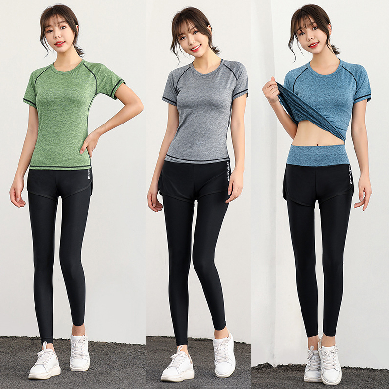 [HCM]Set bộ tập Gym nữ - Quần dài cạp cao và áo thun thể thao