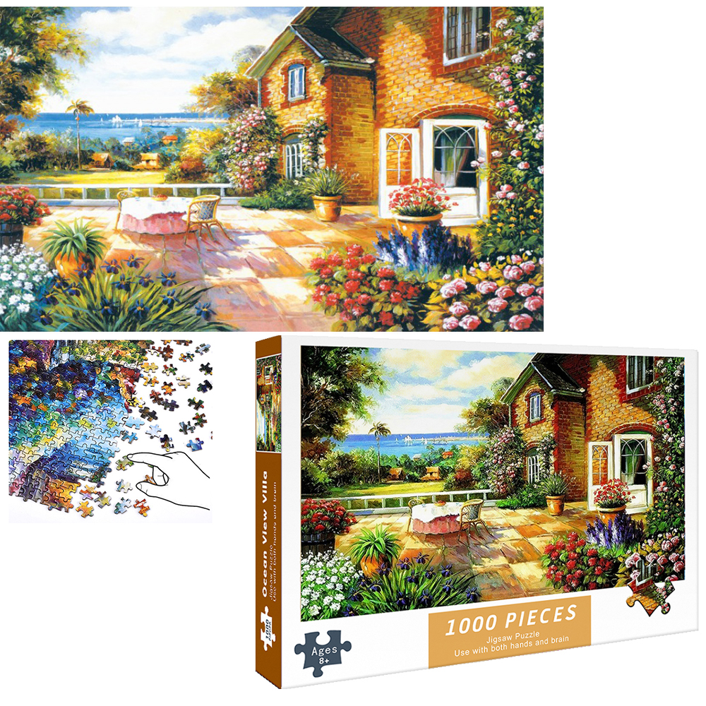 [Hoàn tiền 10%][Hoàn tiền 6%]Bộ Tranh Ghép Xếp Hình 1000 Pcs Jigsaw Puzzle Tranh Ghép (75*50cm) Biệt Thự Hướng Biển Bản Đẹp Cao Cấp