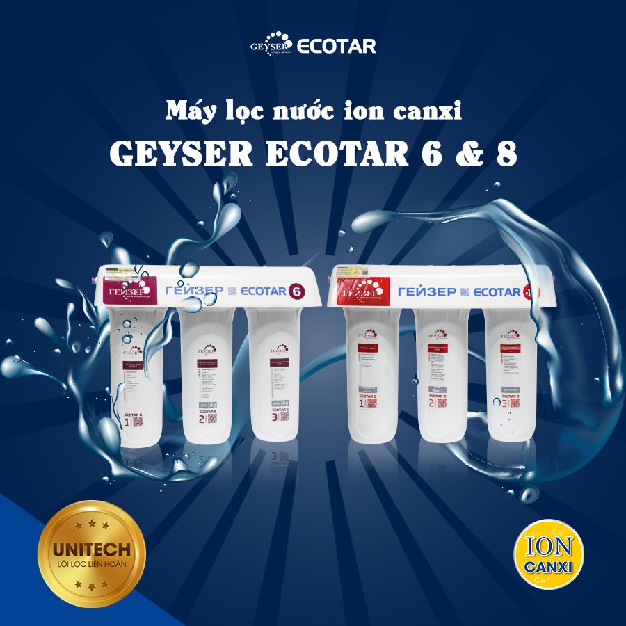 [Trả góp 0%][CHÍNH HÃNG] Máy lọc nước Ion Canxi Nano Geyser ECOTAR 8 - Made in Russia