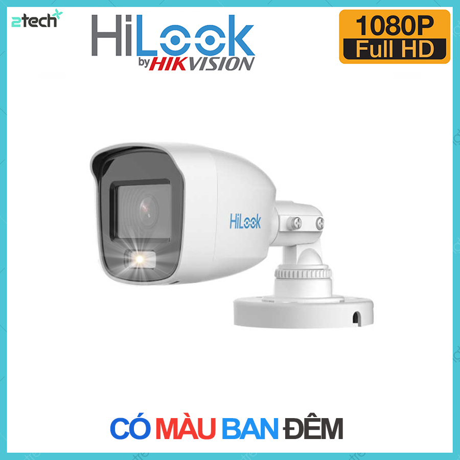 Camera có màu ban đêm hdtvi colorvu 2mp hilook thc-b129-m led 20m