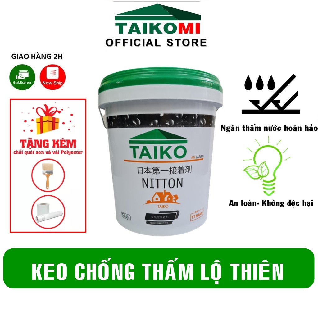 Keo Chống Thấm Nitton Taiko 18L đàn hồi cao - Ngăn thấm nước cho bề mặt bê tông, xi măng cát. Phân Phối Chính Hãng