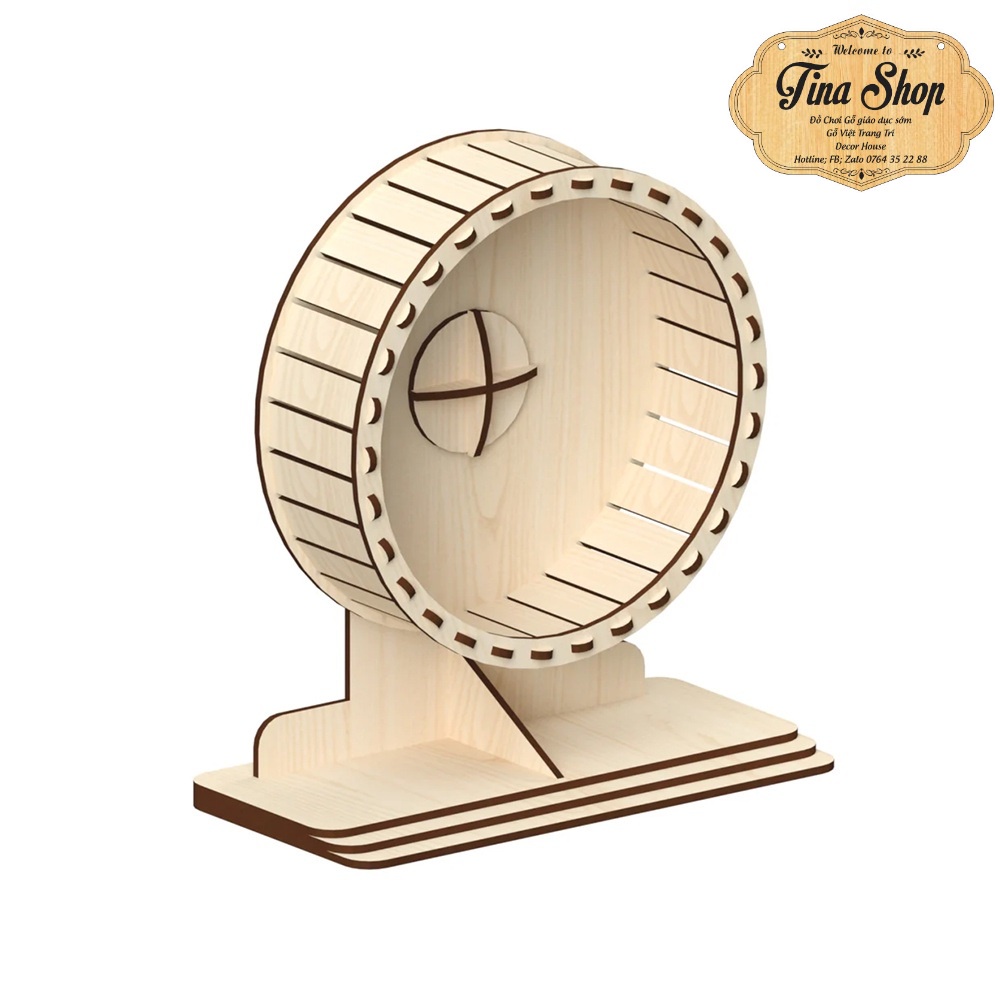 Wheel/vòng quay chạy gỗ tự lắp ráp cho hamster size 17.56cm