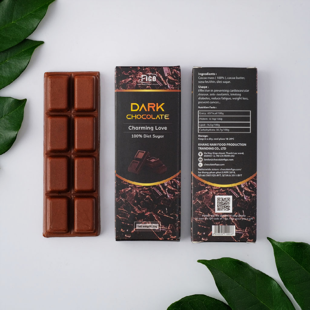 Dark Chocolate 100% cacao đường ăn kiêng FIGO, đồ ăn vặt giảm cân, ăn kiêng