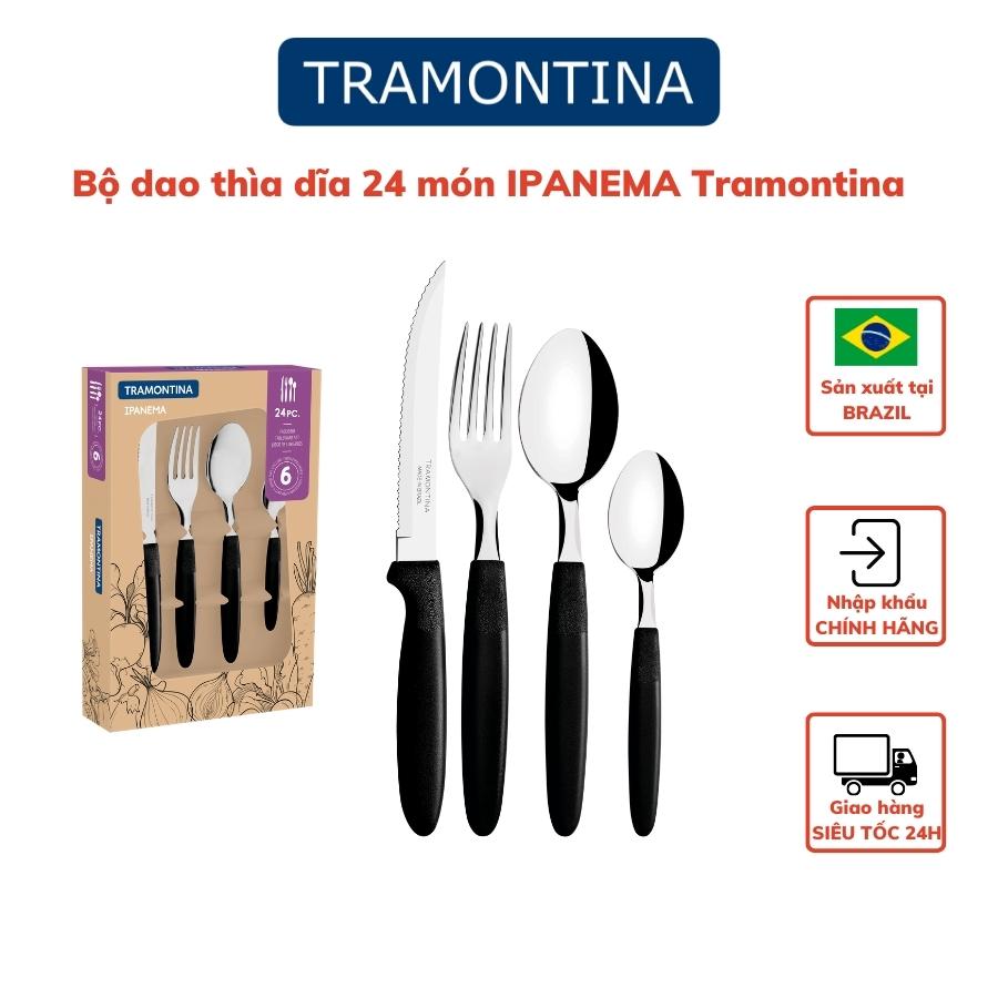 Bộ dao thìa dĩa bàn ăn tramontina ipanema 24 món cán nhựa pp nhập khẩu brazil.