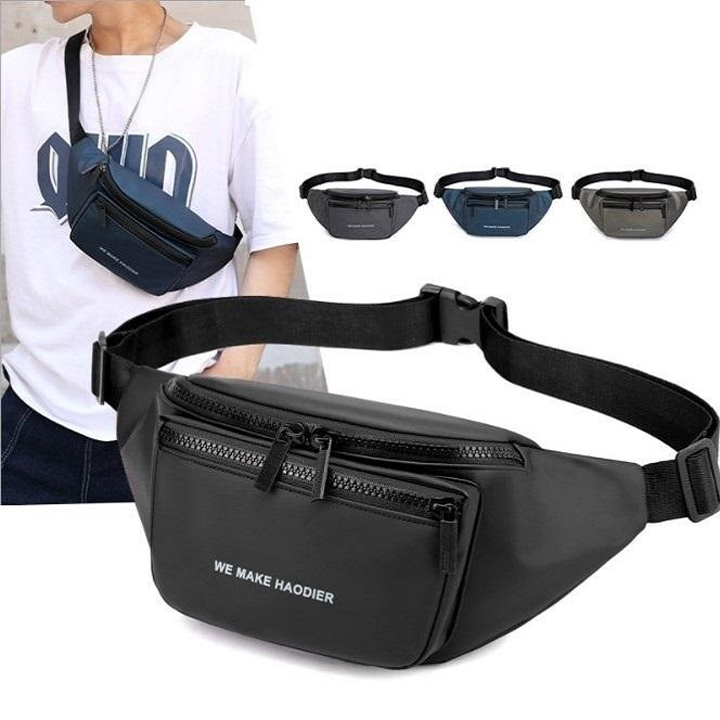 Túi đeo chéo Unisex Hàn Quốc nhỏ gọn tiện dụng dễ dang mang theo/Túi bao tử vải bóng chống thấm nước