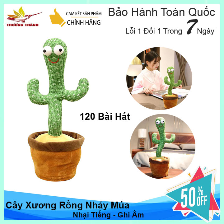 Cây Xương Rồng - Cây Xương Rồng Nhảy Múa - Có Đèn Led - 120 Bài hát - Nhại Lại Lời - Tặng Kèm Sạc Pin