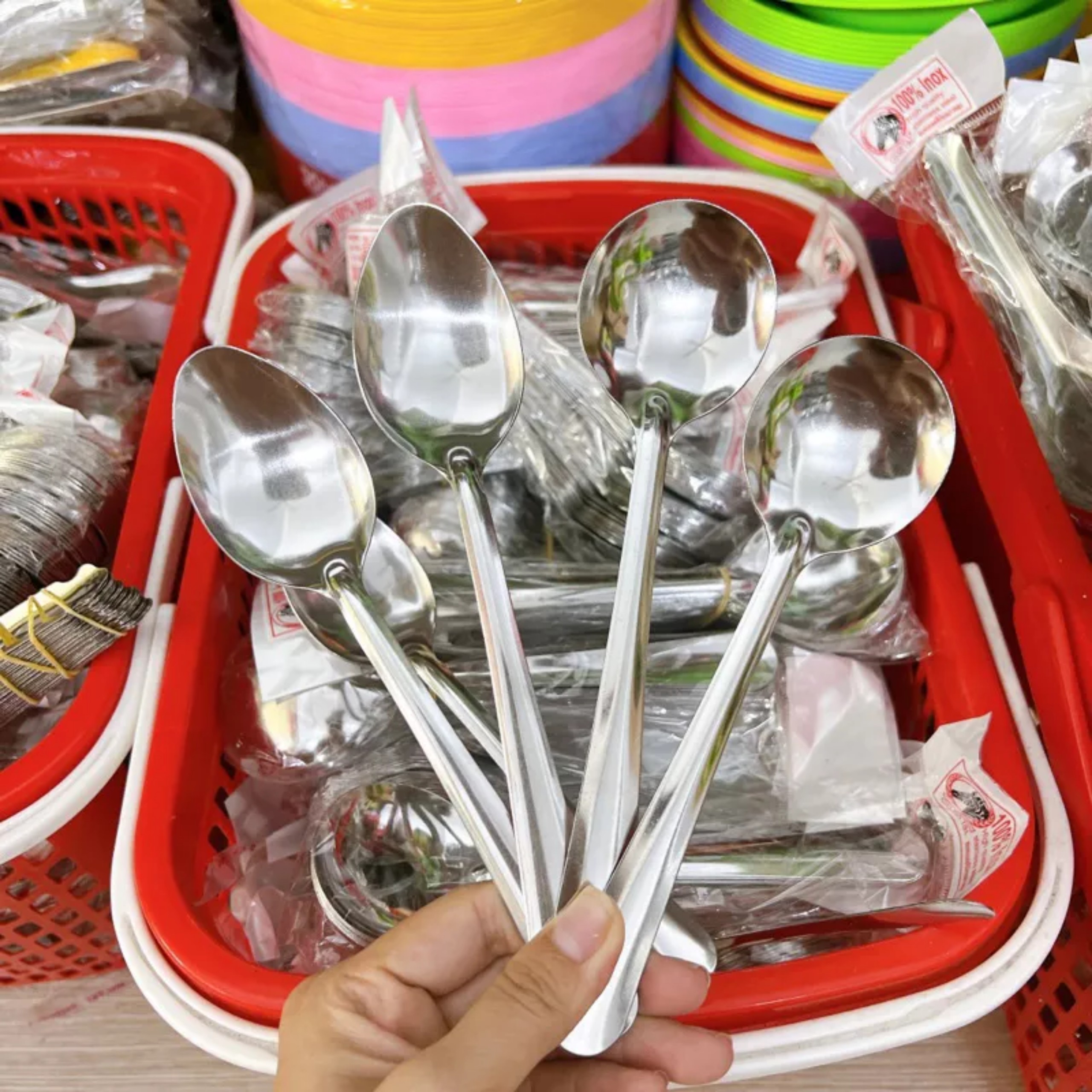 Muỗng canh sâu cán dài - Thìa Muỗng ăn cơm,ăn phở,ăn súp cáng dài inox cao cấp