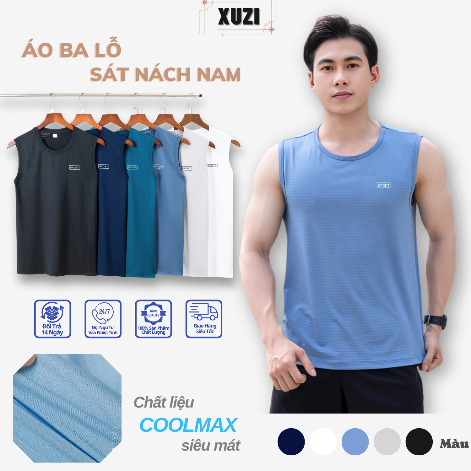 Áo ba lỗ sát nách nam ,áo lót vải thun lạnh thông hơi siêu mát tank top thích hợp cho tập gym chơi thể thao , mặc nhà.