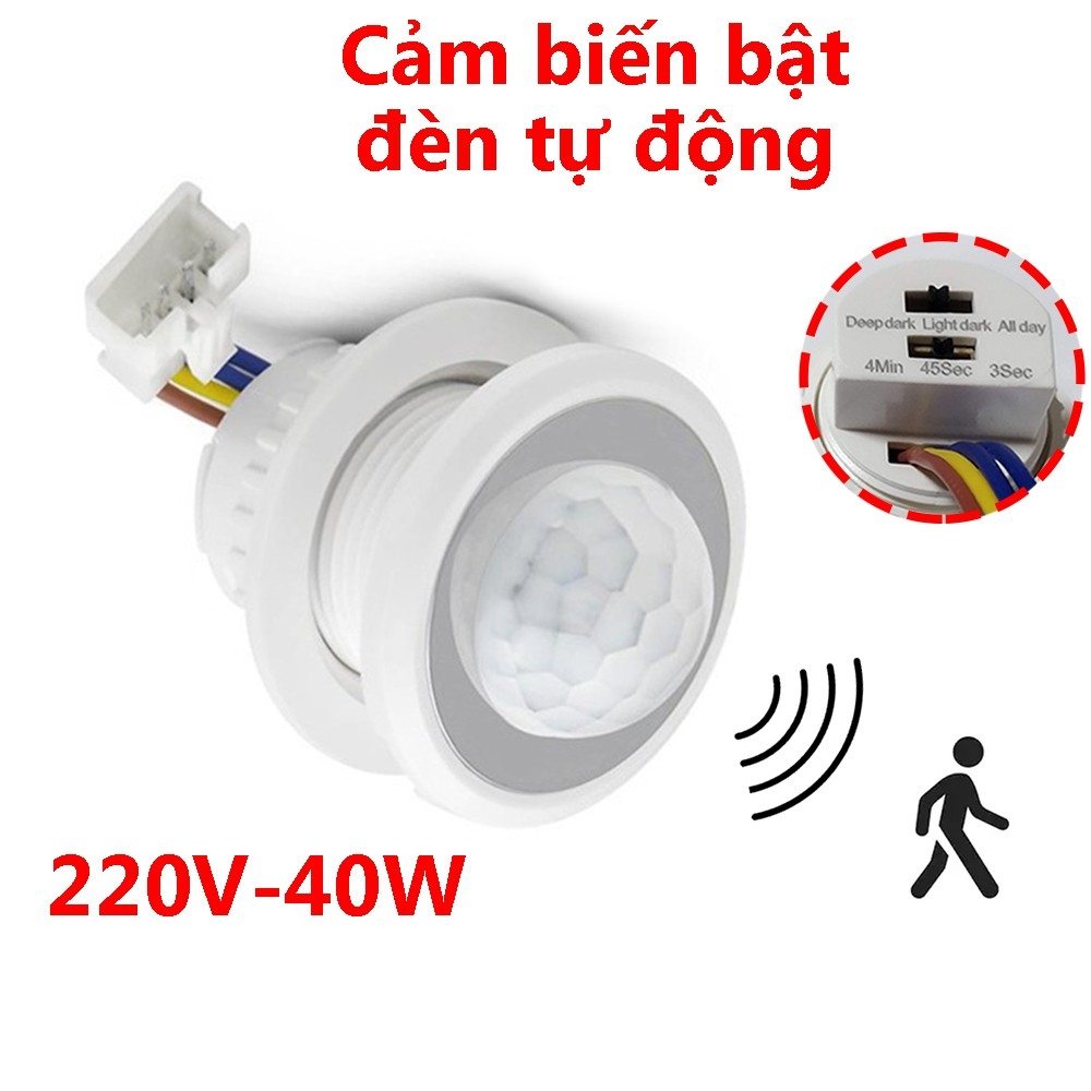 Bộ công tắc cảm biến chuyển động DC1-A dùng để bật tắt đèn khi có người đi qua vùng cảm ứng