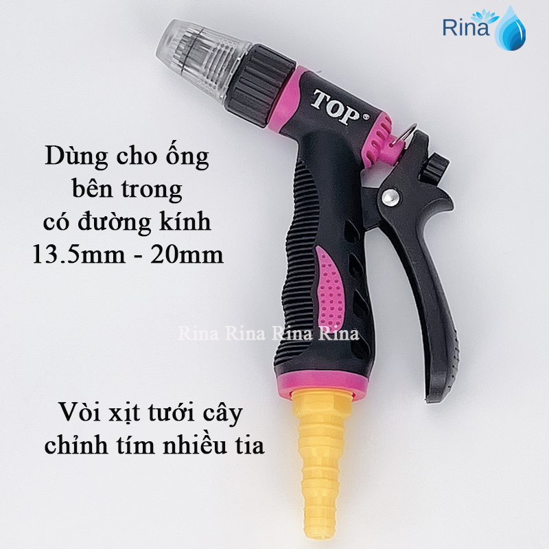Súng tưới cây chỉnh tím nhiều tia, Vòi xịt tưới cây Loại cao cấp độ bền cao tưới vườn, rửa xe, tưới cây Rina