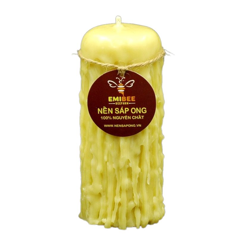 Nến Thơm Sáp Ong Nguyên Chất Handmade Cháy 90 Giờ (làm sạch không khí bằng ion âm, khử mùi hôi phòng, hương thơm tự nhiên từ mật ong)