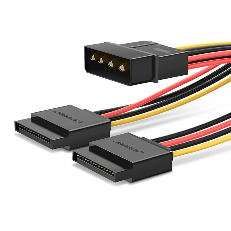 Ugreen 50398 0.2m cáp nguồn sata 4 pin sang 2 đầu sata 15 pin 50398