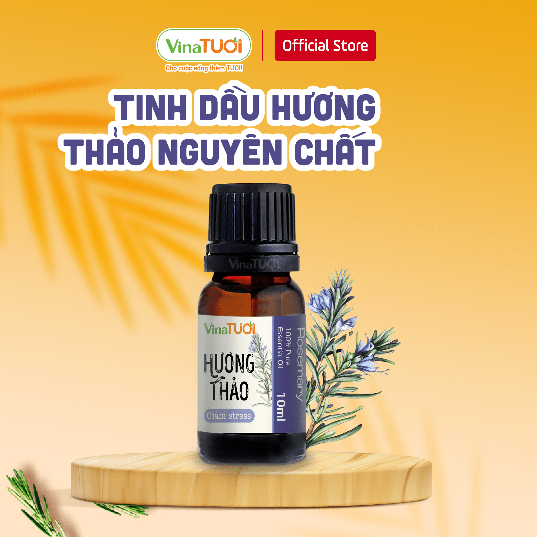 Tinh Dầu Thiên Nhiên VINA TƯƠI Hương Thảo Nguyên Chất (Rosemary) Chai 10ml | Chai 50ml