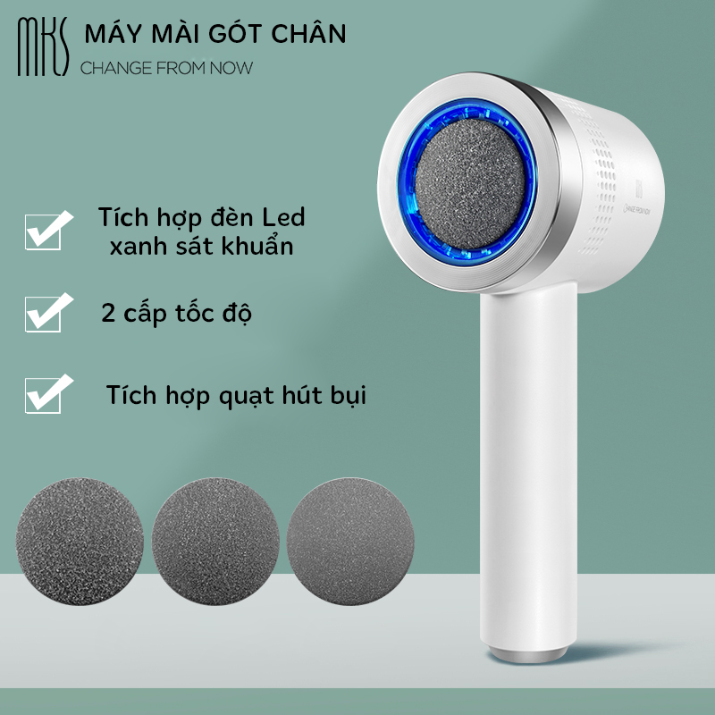 [HCM]Máy Chà Gót Chân Tẩy Da Chết Gót Chân Cao Cấp MKS-Có Tích Điện Tặng Kèm 3 Đầu Mài Thạch Anh