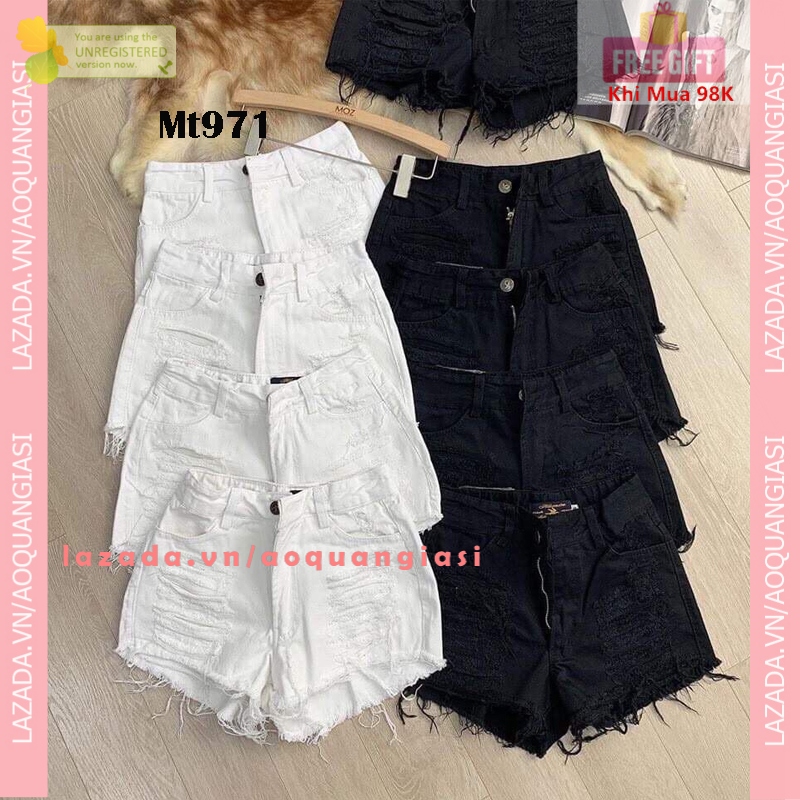 quần short kaki nữ rách nhiều dạng sooc mt971, mt1136, mt1112, mt646 , mt976 Aoquangiasi màu đen trắng size sml siêu hot siêu cá tính mặc lên như hot girl