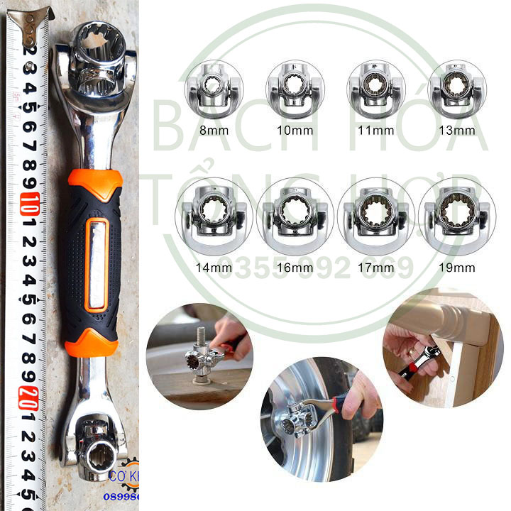 Tay khẩu siết mở ốc KAPUSI JAPAN -Tay vặn ốc,cờ lê đa năng 8 cỡ đầu 8-19mm