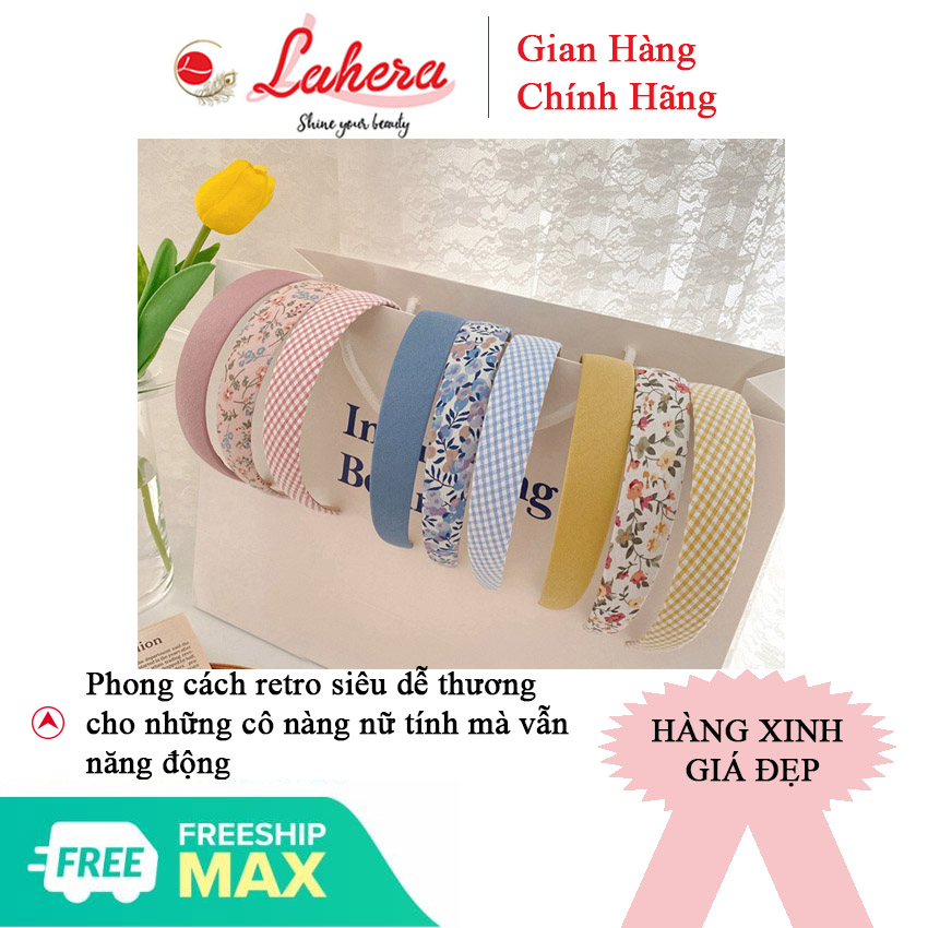 Băng đô, xược tóc, bờm tóc vải họa tiết đẹp dễ thương phong cách Hàn Quốc Llahera TQPK07