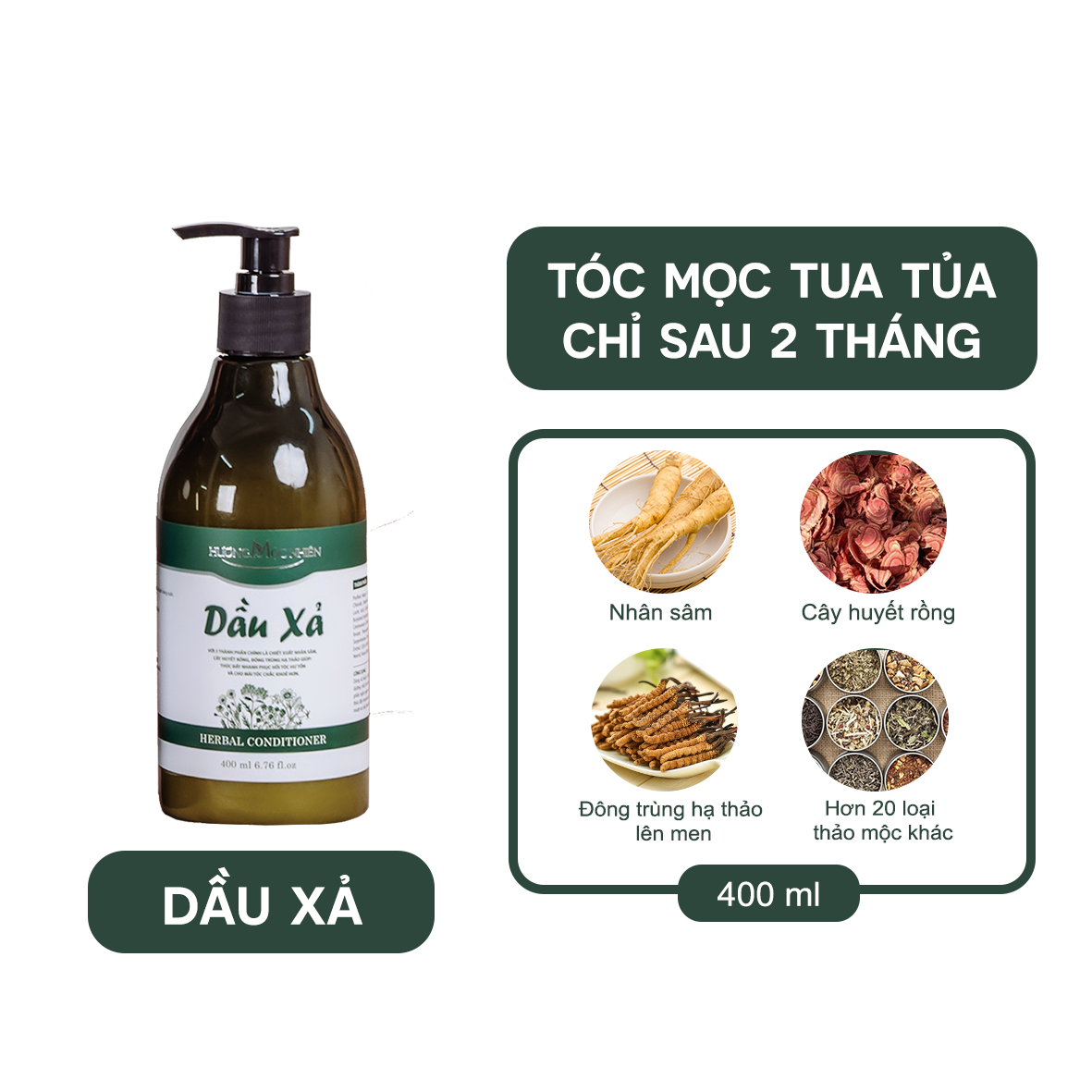 Dầu xả giảm rụng tóc mọc tóc nhanh siêu mượt cao cấp Hương Mộc Nhiên Phục 400ml