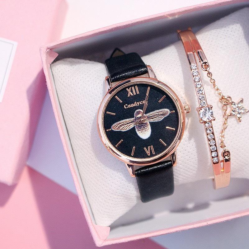 [HCM]ĐỒNG HỒ NỮ CANDYCAT DÂY DA HÌNH CON ONG BEE NHIỀU MÀU DỄ THƯƠNG