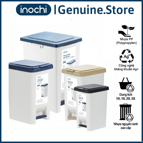 Thùng rác nhựa đạp chân nắp đậy chữ nhật inochi 10 lít 15 lít 20 lít 30 lít làm sọt rác văn phòng,đựng rác gia đình, trong nhà, ngoài trời