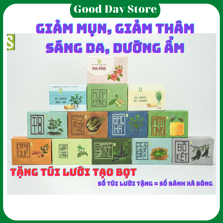 Xà Bông Sinh Dược Giảm Mụn Lưng 100% Thiên Nhiên Xà Phòng Mướp Đắng Nghệ 100gram