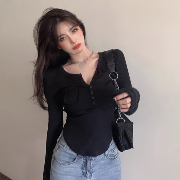 Áo thun đuôi tôm dài tay cúc ngực chất bozip siêu tôn dáng