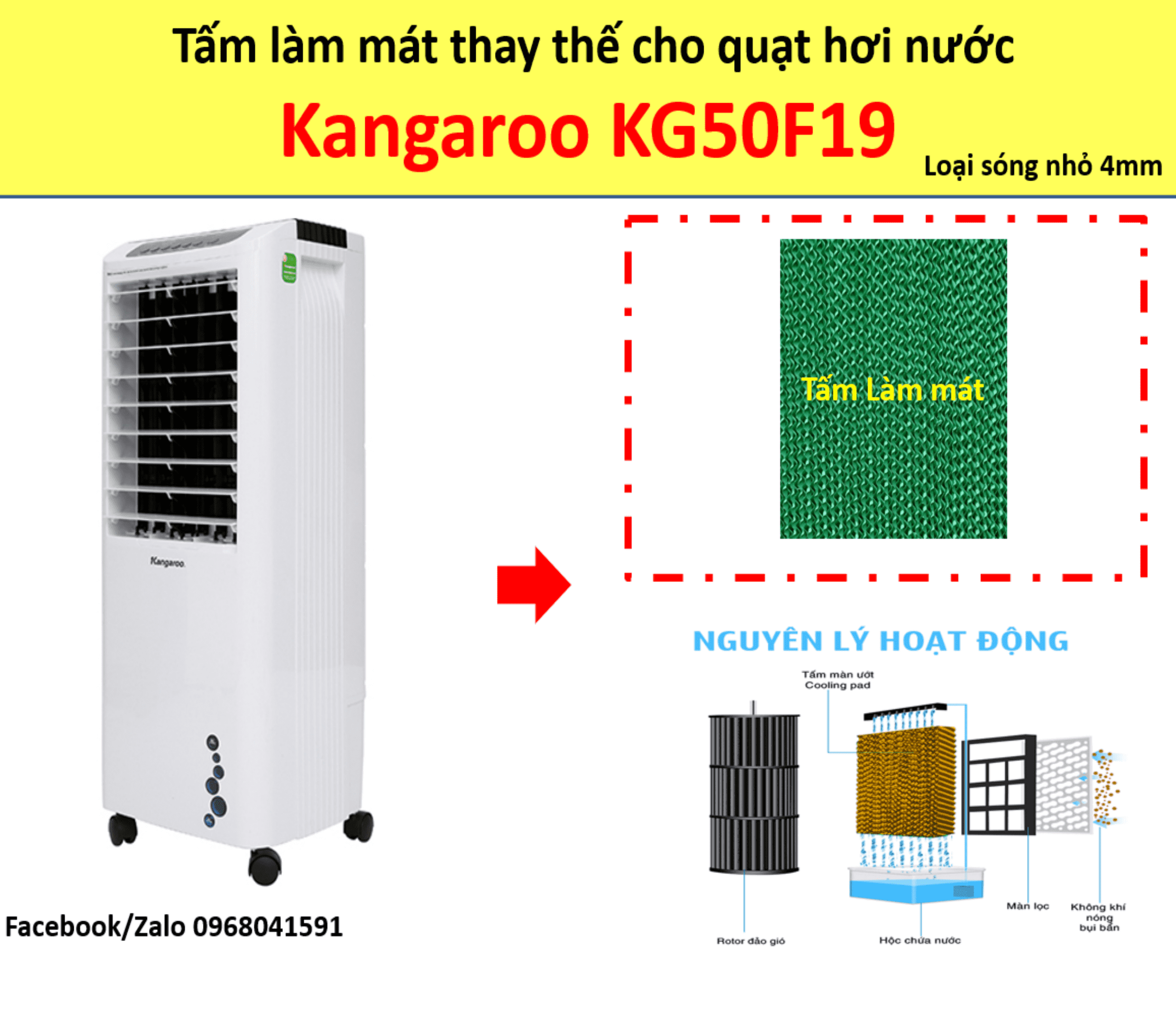 Tấm làm mát quạt hơi nước Kangaroo KG50F19 (Loại tấm sóng nhỏ 4mm)