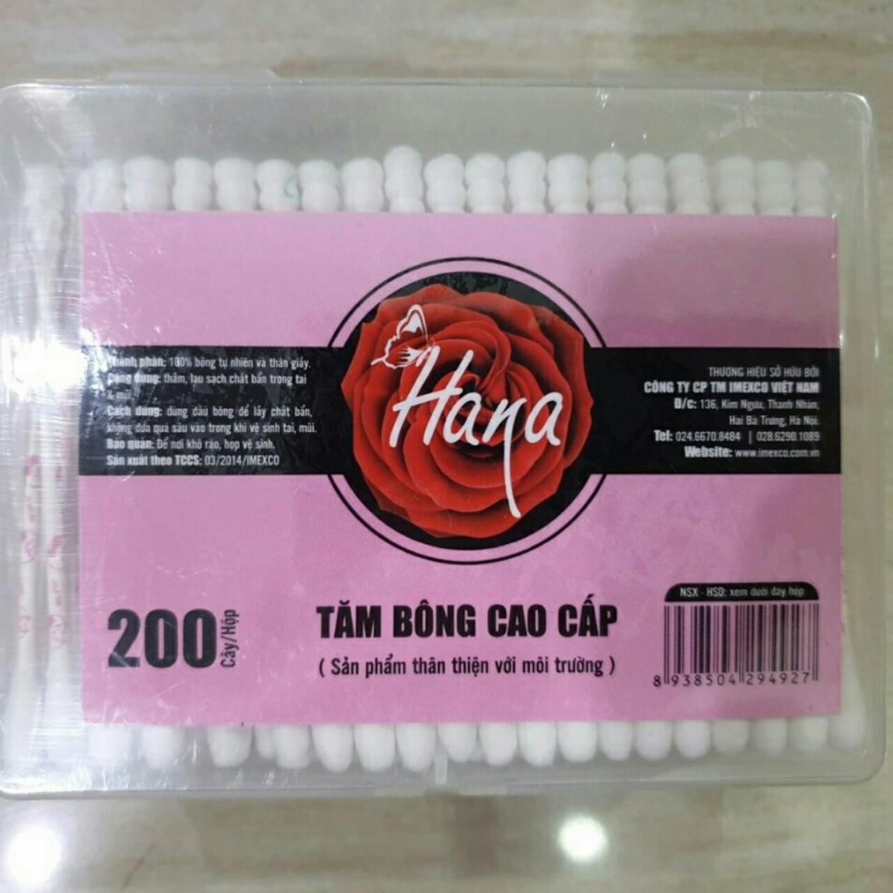 Tăm bông cao cấp Hana lõi giấy 200 que